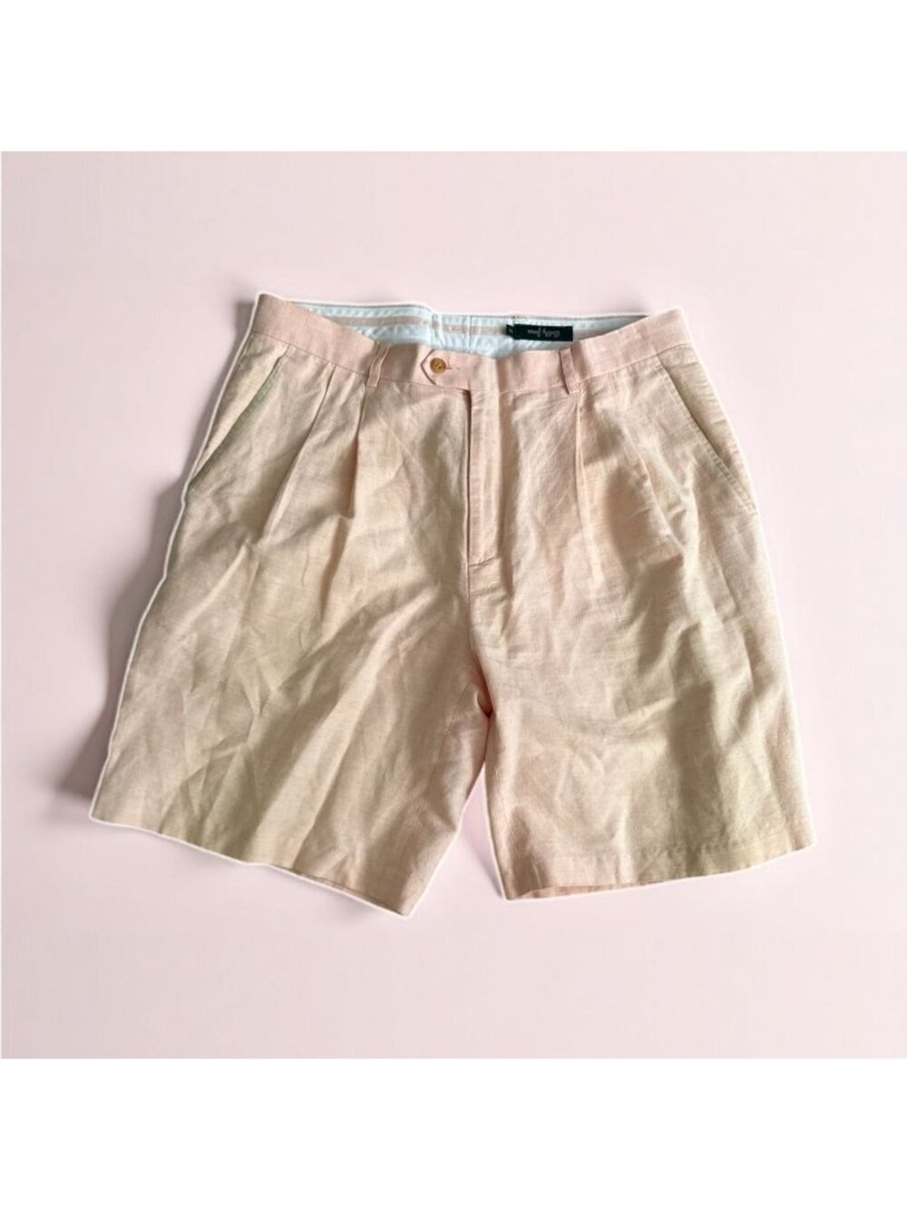 BOBBY JONES Peach Linen Blend Pleated Golf Shorts Size 34